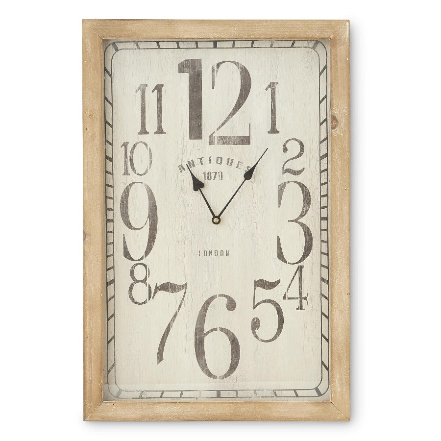 Rectangular European Antique Wood Wall Clock