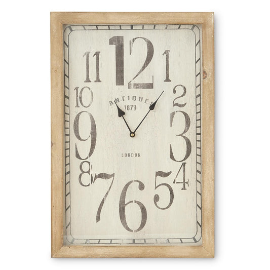Rectangular European Antique Wood Wall Clock