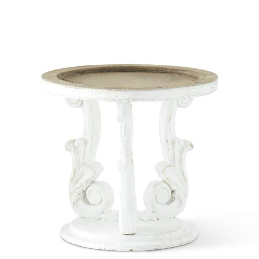 Whitewashed Ornate Wood Riser
