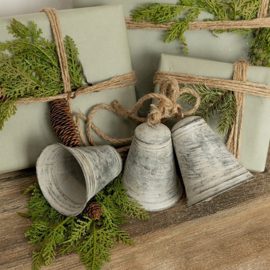 21" Whitewashed Hanging Bells Garland
