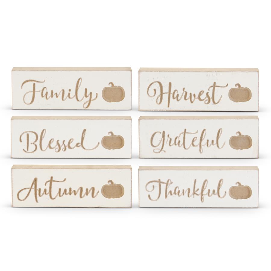 Engraved Wood Harvest Message Tabletop Signs