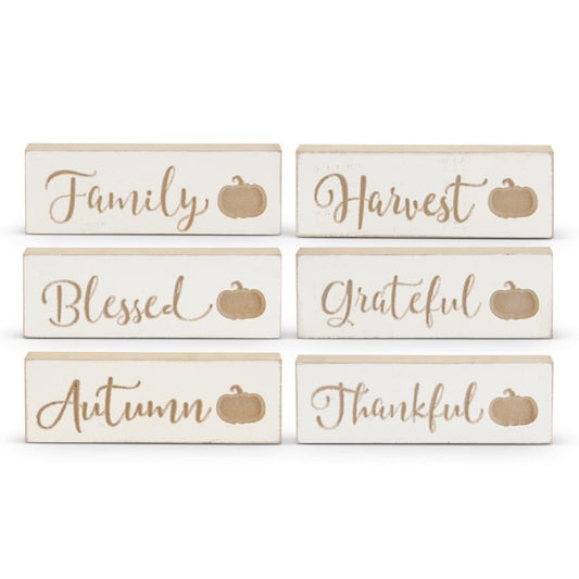 Engraved Wood Harvest Message Tabletop Signs