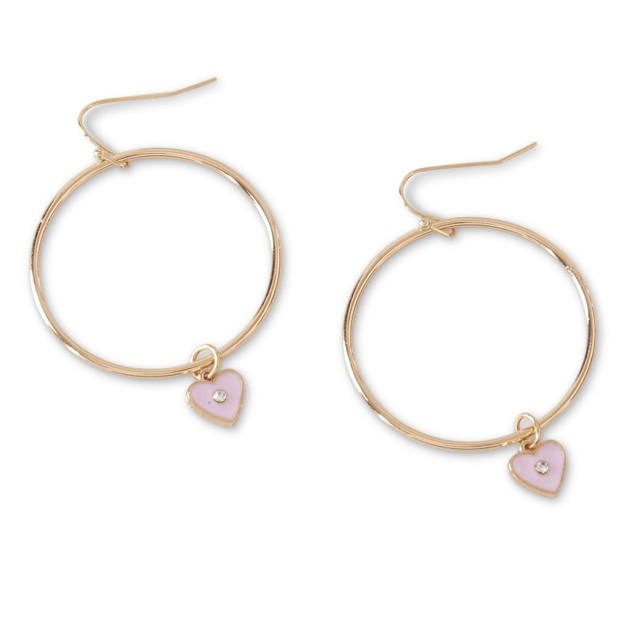 Gold Hoop Mini Heart Earring