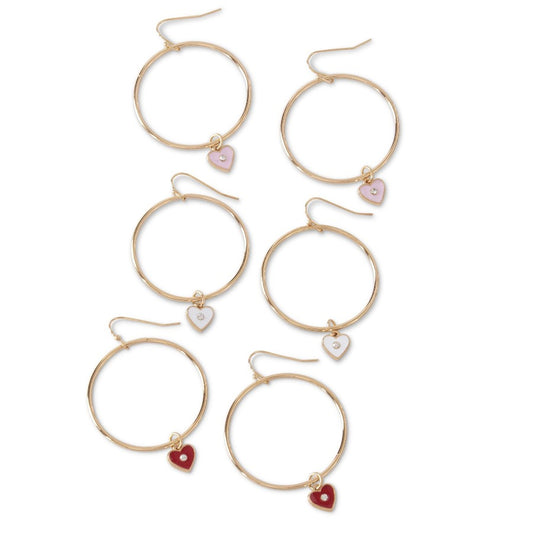 Gold Hoop Mini Heart Earring