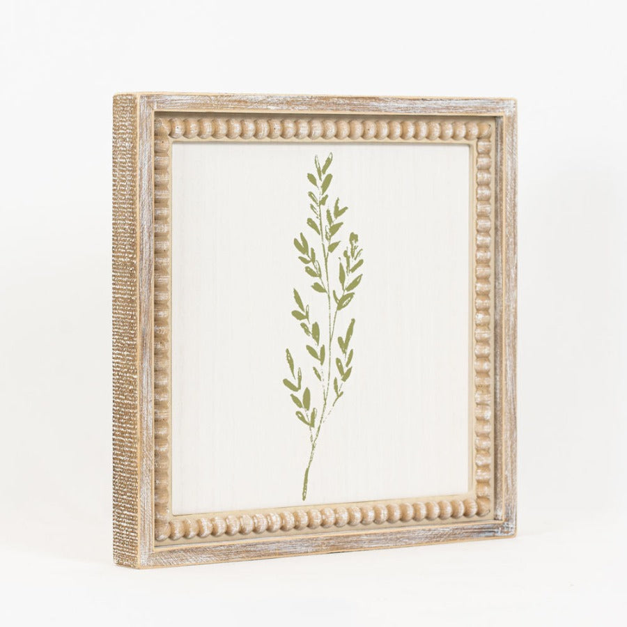 Black & Green Full Leaf Herbs Reversible Framed Picture