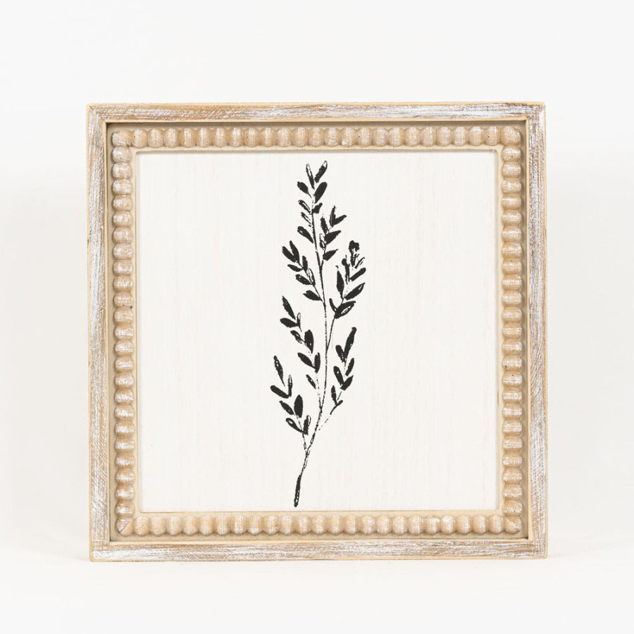 Black & Green Full Leaf Herbs Reversible Framed Picture