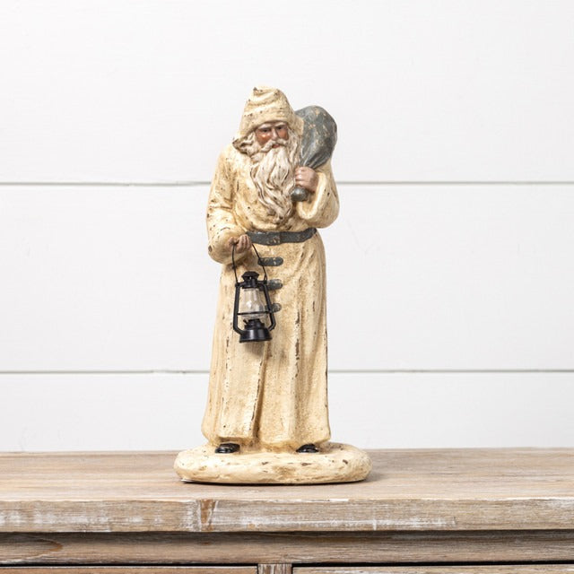 Antique Cream Santa w/ Lantern