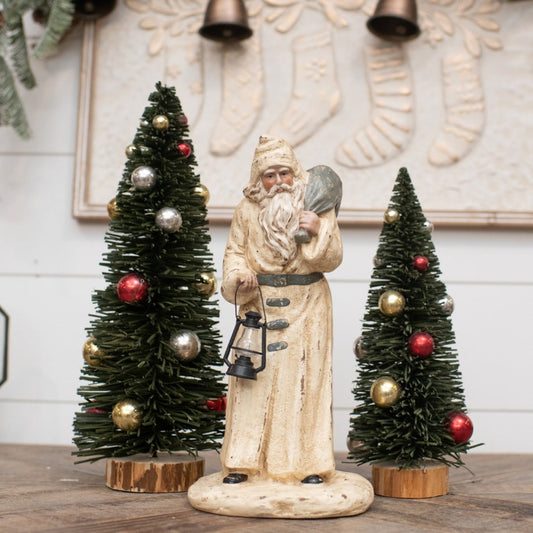 Antique Cream Santa w/ Lantern
