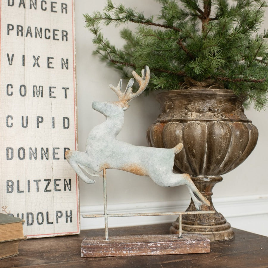 Deer Weathervane on Wood Base