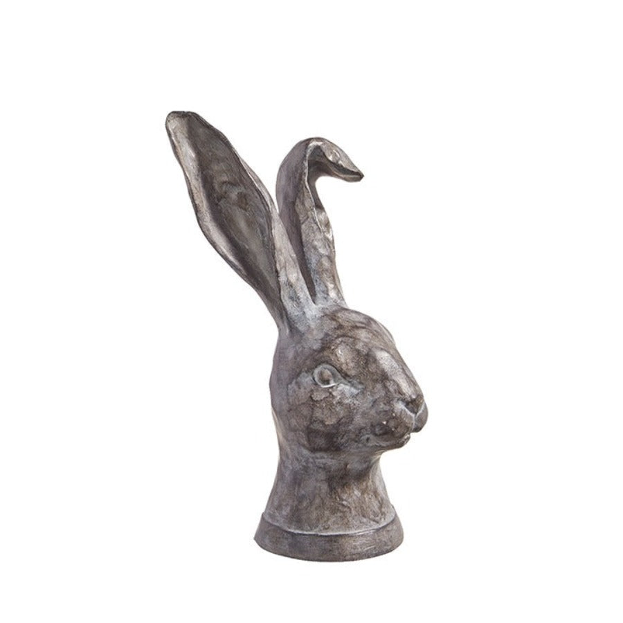 10.75" Distressed Black Rabbit Bust