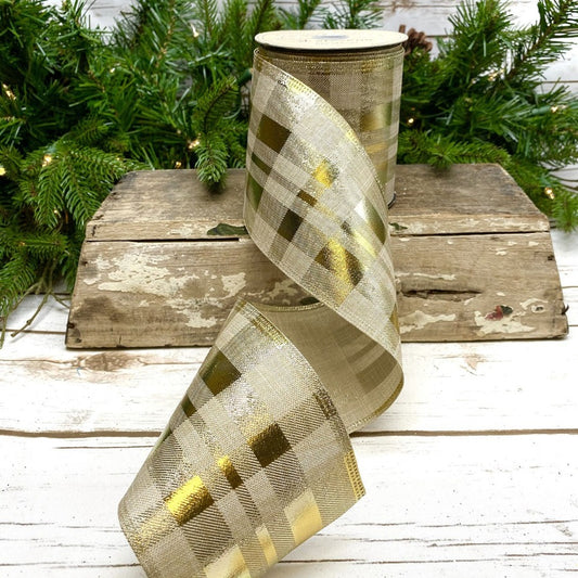 Gold Foil Linen Ribbon