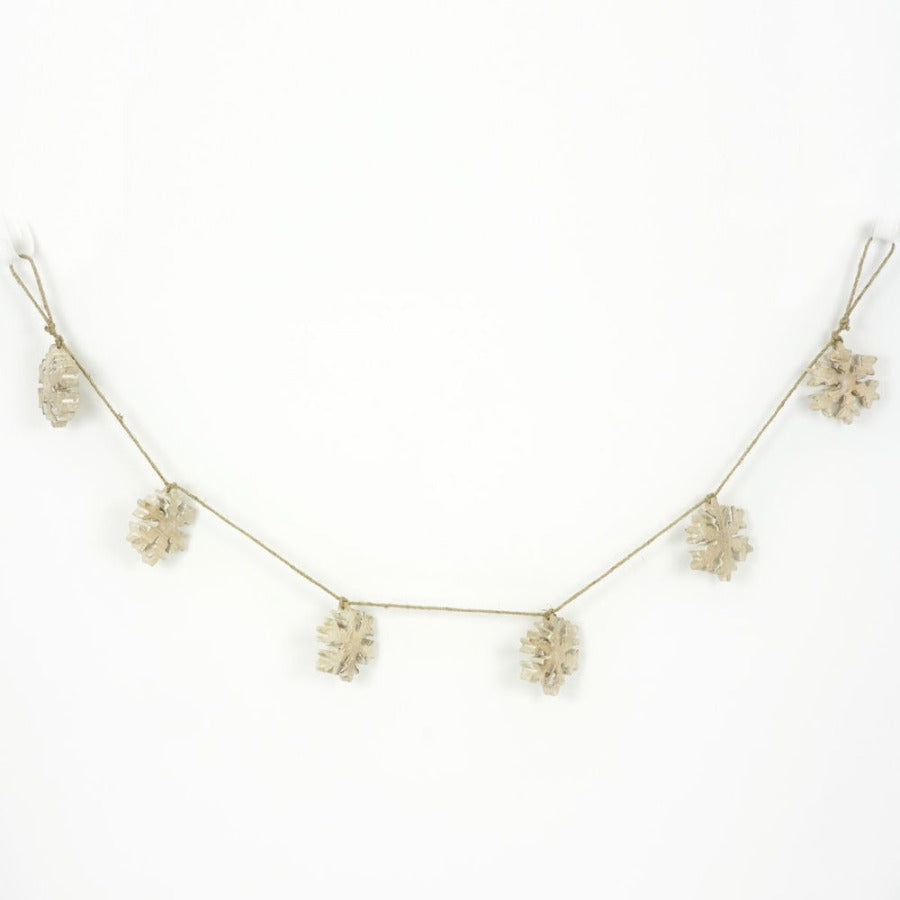 Mango Wood Snowflake Garland