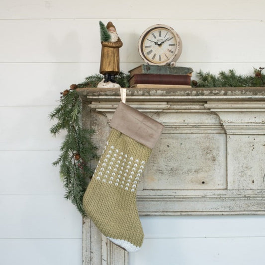 Olive Stocking w/ White Stripes