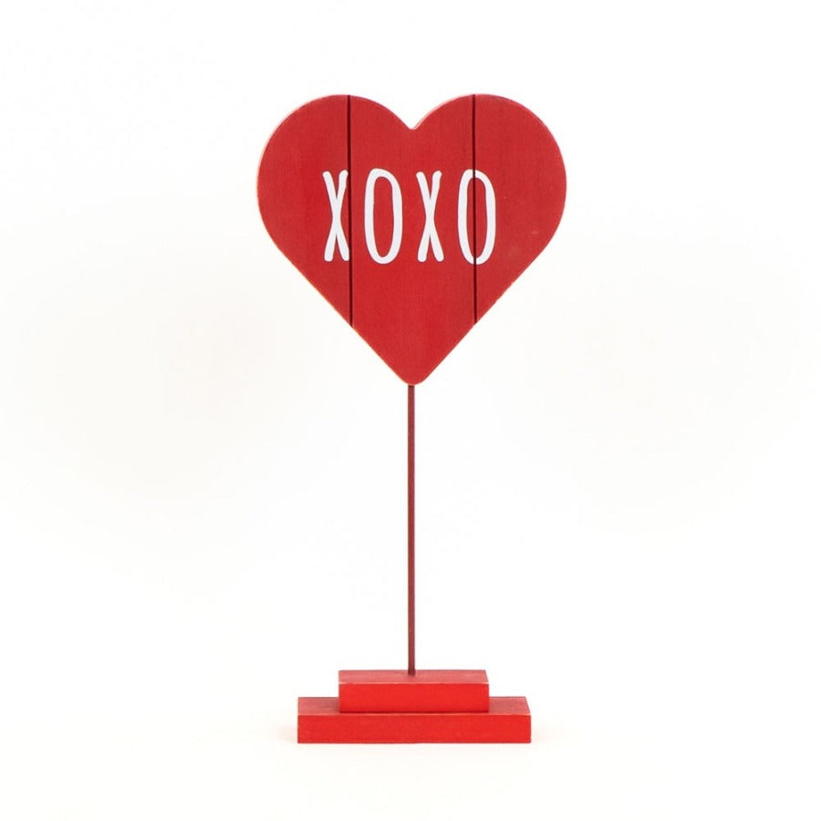 Wood Heart Cutout on Stand (Red)