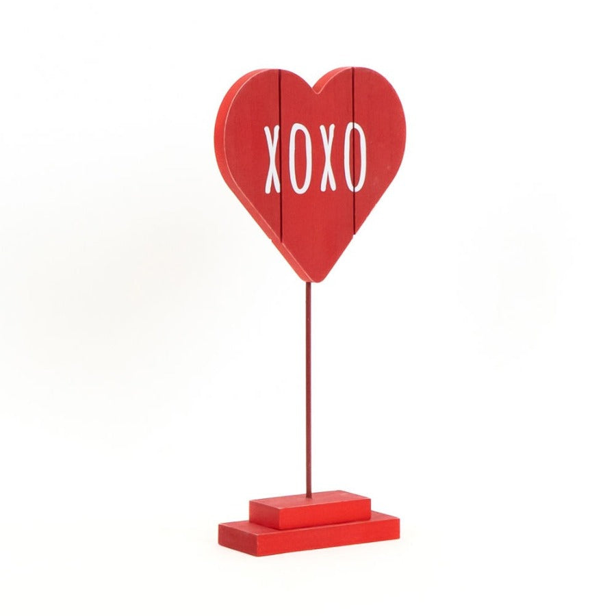 Wood Heart Cutout on Stand (Red)
