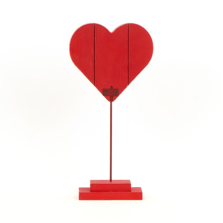 Wood Heart Cutout on Stand (Red)