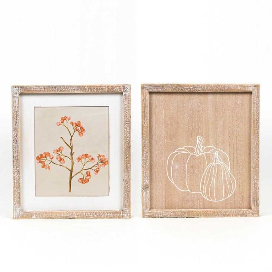 Winter Berries & Pumpkin Reversible Framed Picture