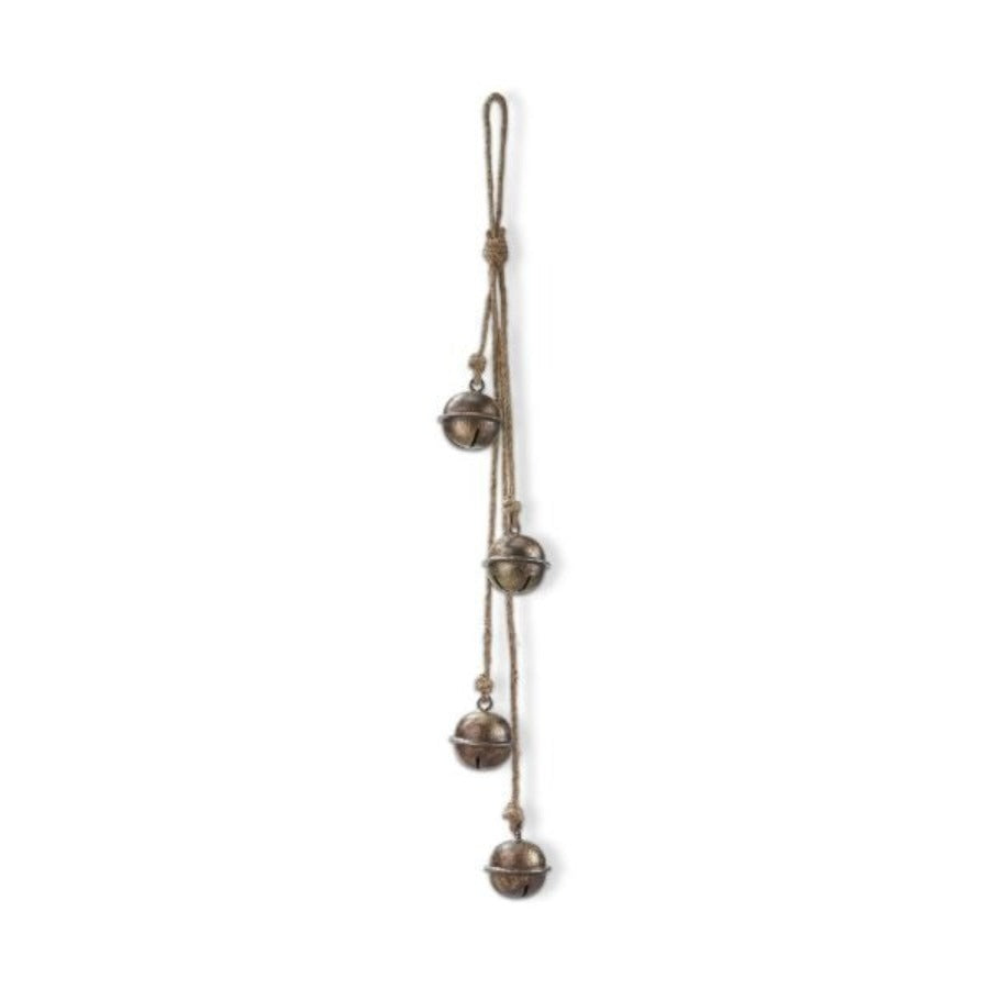 Sleigh Bell & Jute Rope Swag- Antique Brass