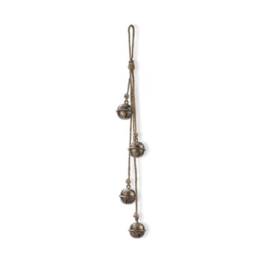 Sleigh Bell & Jute Rope Swag- Antique Brass