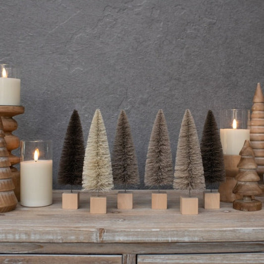 Tan Hues Bottle Brush Trees - Set of 6