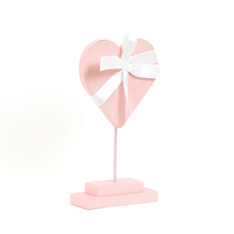 Wood Heart Cutout on Stand (Pink)