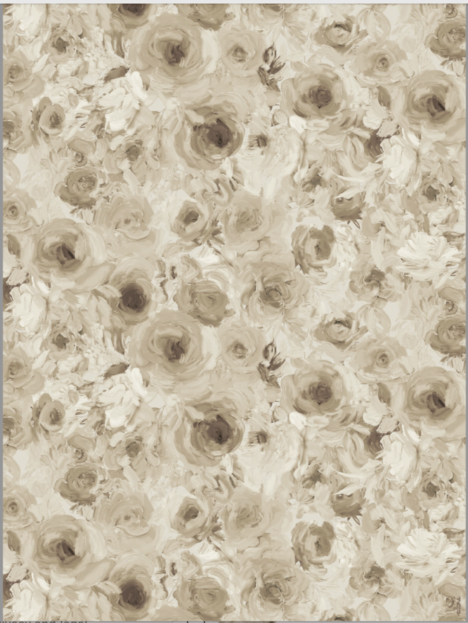 Vintage Vinyl Floorcloth- Tan Rose
