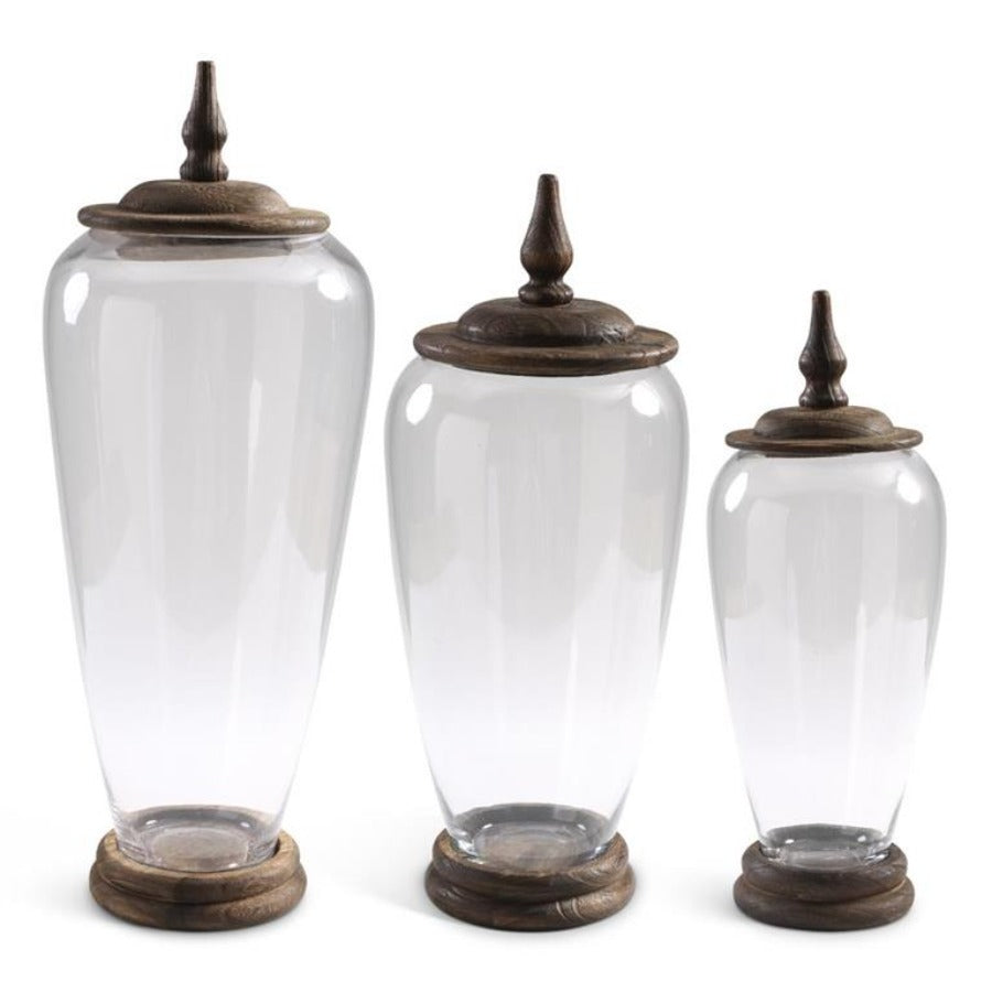 Glass Jars w/ Wood Base & Lid