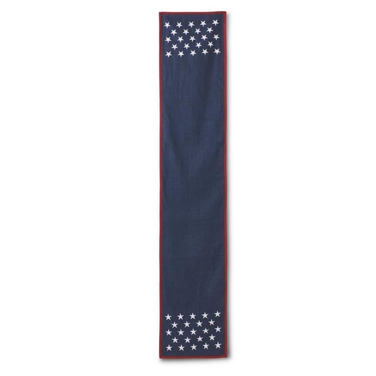 Americana Denim Blue Table Runner w/ Stars