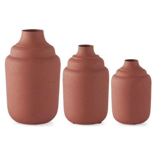 Orange Rust Matte Metal Textured Funnel Top Vases