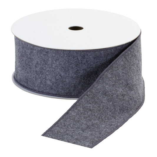 Grey Felt Wired Ribbon