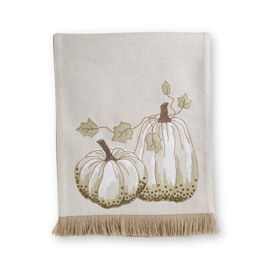 Cream Table Runner w/ Embroidered Pumpkin