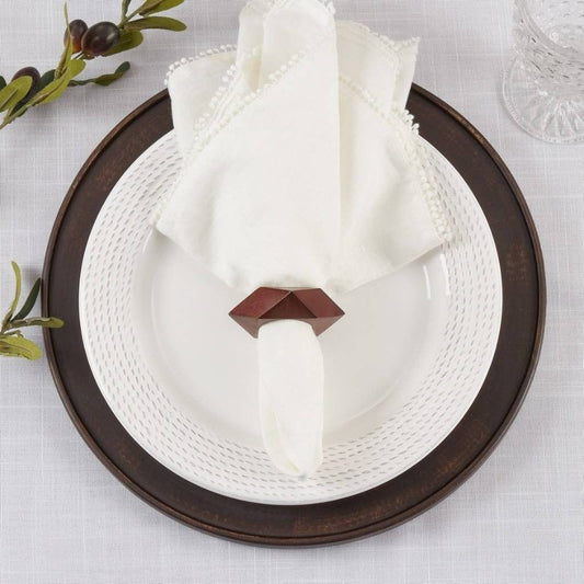Geometric Wooden Napkin Rings (Set of 4)
