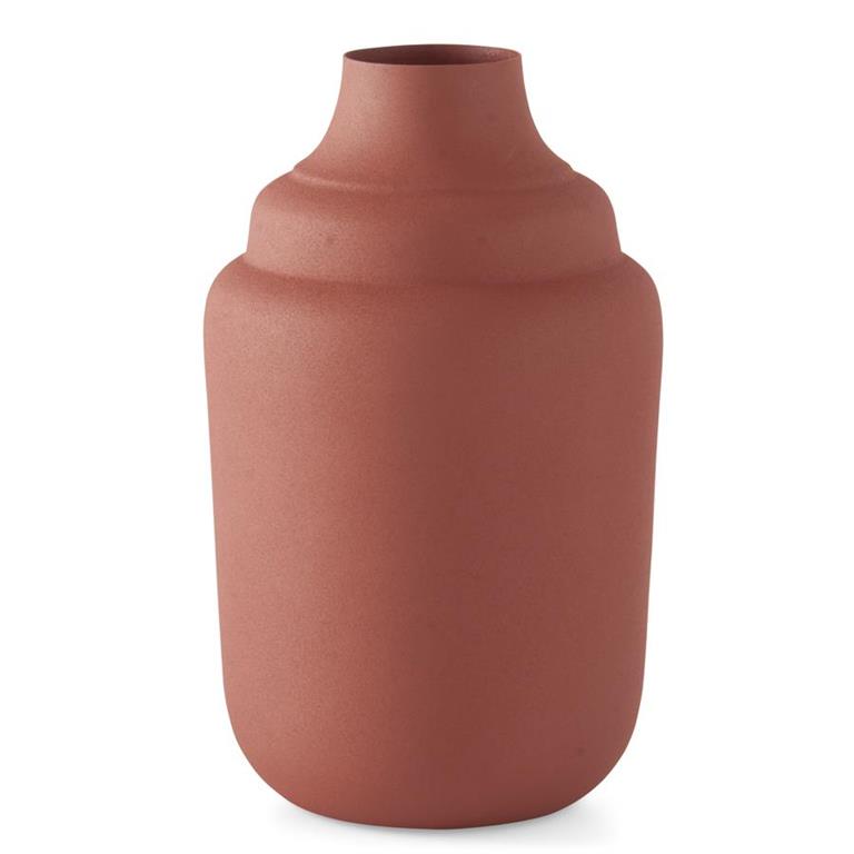 Orange Rust Matte Metal Textured Funnel Top Vases