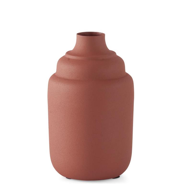 Orange Rust Matte Metal Textured Funnel Top Vases