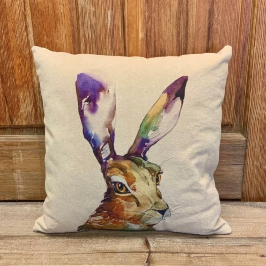 Canvas Watercolor Rabbit Pillow