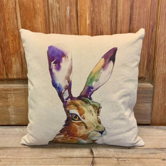 Canvas Watercolor Rabbit Pillow