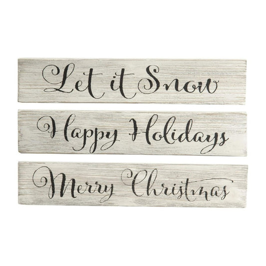 Holiday Assorted Whitewashed Barn Board Signs