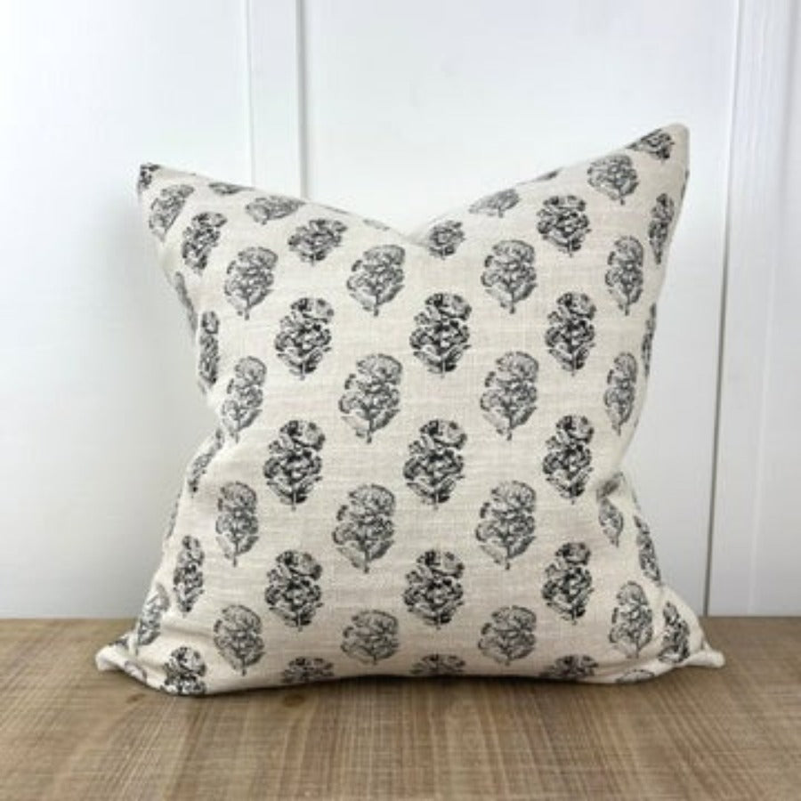Charcoal Posy Designer Pillow