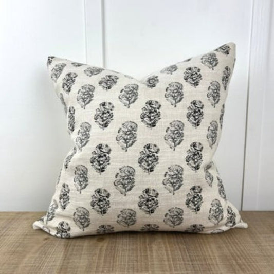 Charcoal Posy Designer Pillow