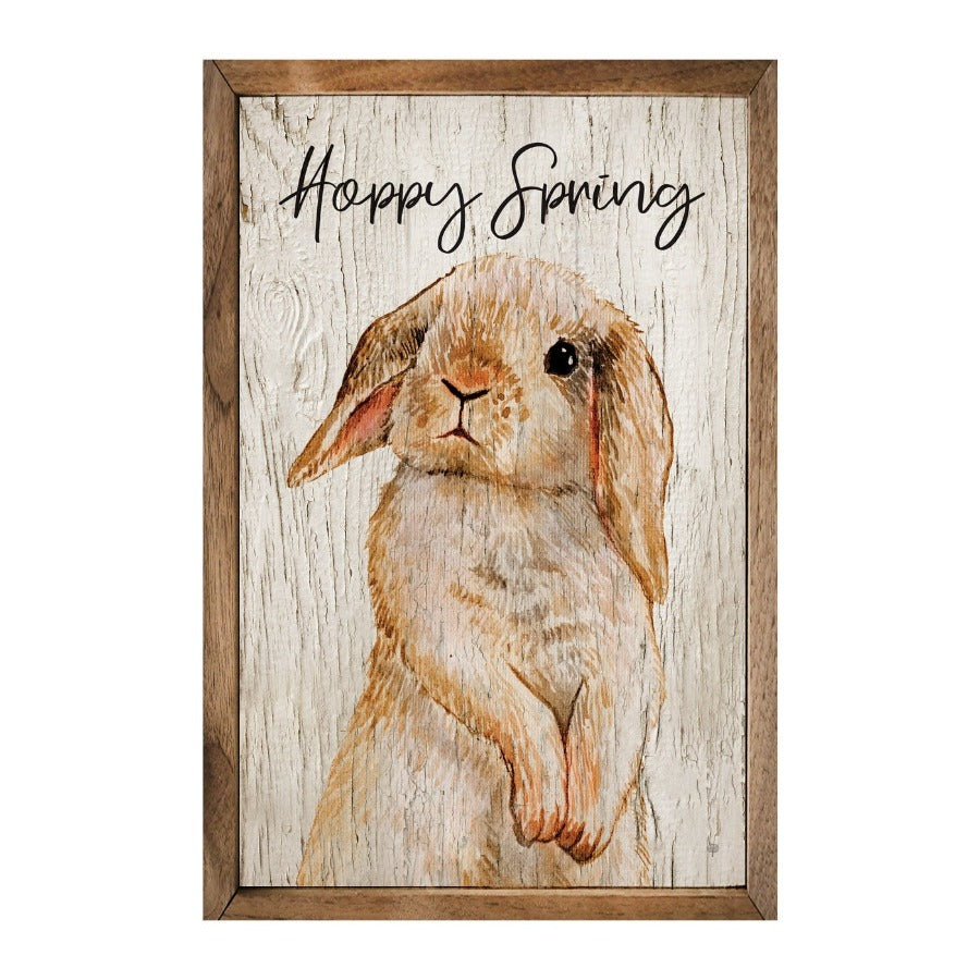 Hoppy Spring Bunny Whitewash Framed Picture
