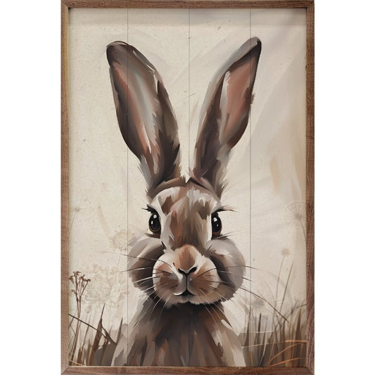 Peeking Brown Rabbit Framed Picture (10 x 16)