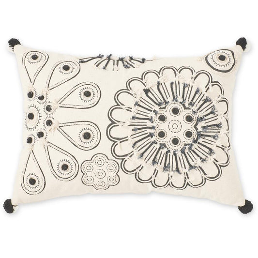 Cream Burlap Floral Pillow