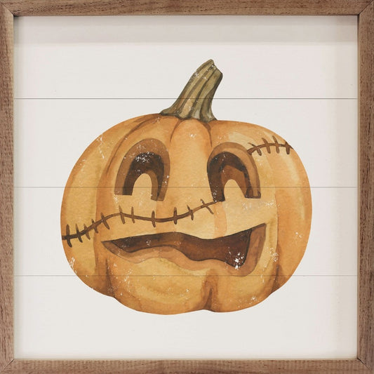 Jack O Lantern Stitch Framed Picture - Black (12 x 12)