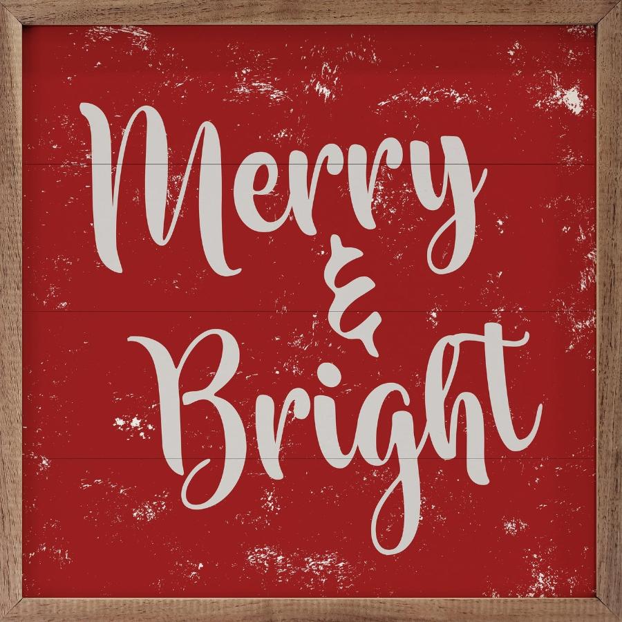 Merry & Bright Red Framed Picture (16 x 16)