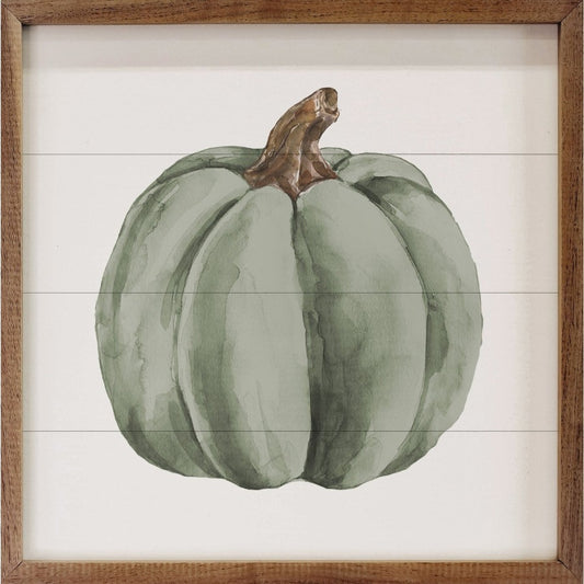 Watercolor Green Pumpkin Framed Picture (12 x 12)