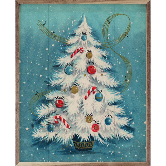 Blue Christmas White Tree Framed Picture (16 x 20)