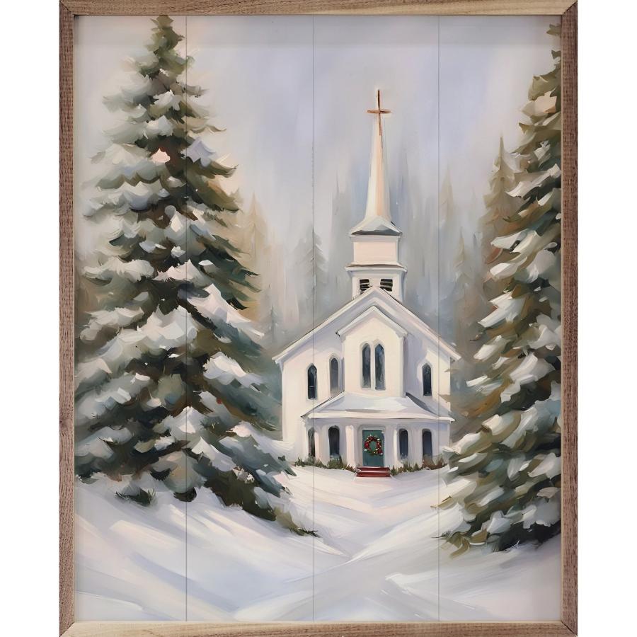 Church w/ Snow Framed Picture (16 x 20)