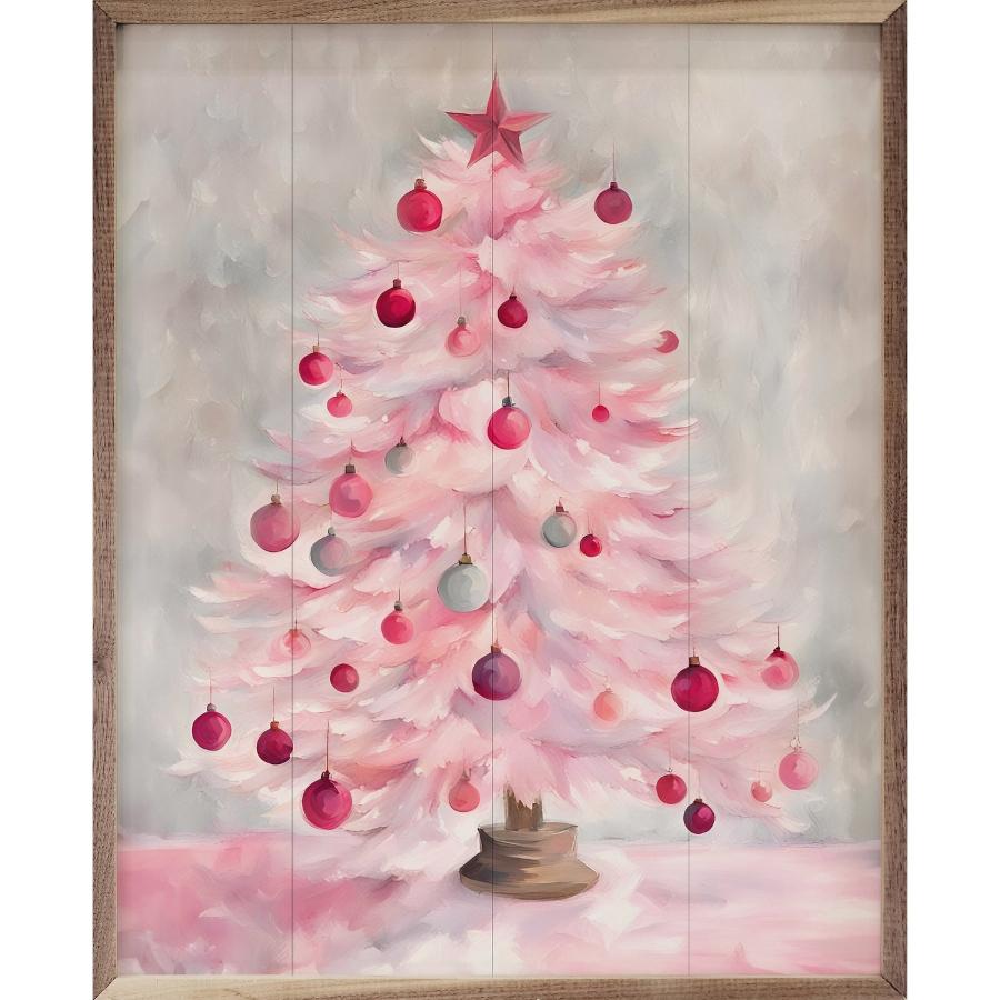 Pink Christmas Tree Framed Picture (24 x 30)