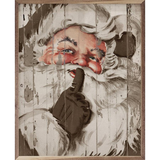 Santa Be Quiet Shh Beige Framed Picture (16 x 20)