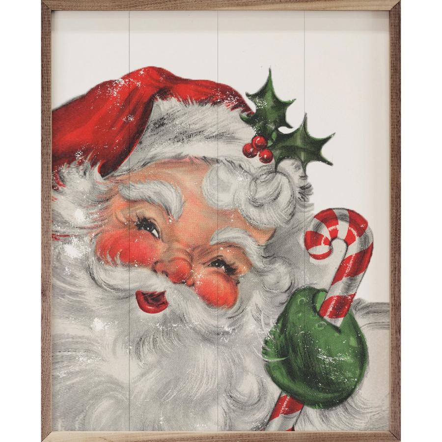 Santa w/ Candy Cane Framed Picture (16 x 20)